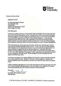 Messag from the Tulane University School of Social Work USA